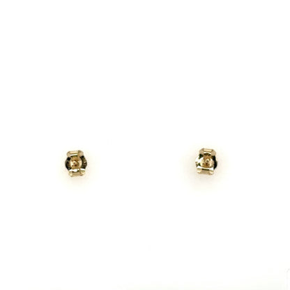 10K Yellow Gold Red Garnet & Diamond Stud Earrings 1.3g