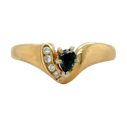Sapphire & Diamond 14k Yellow Gold Ring 2.9g Size 6.75