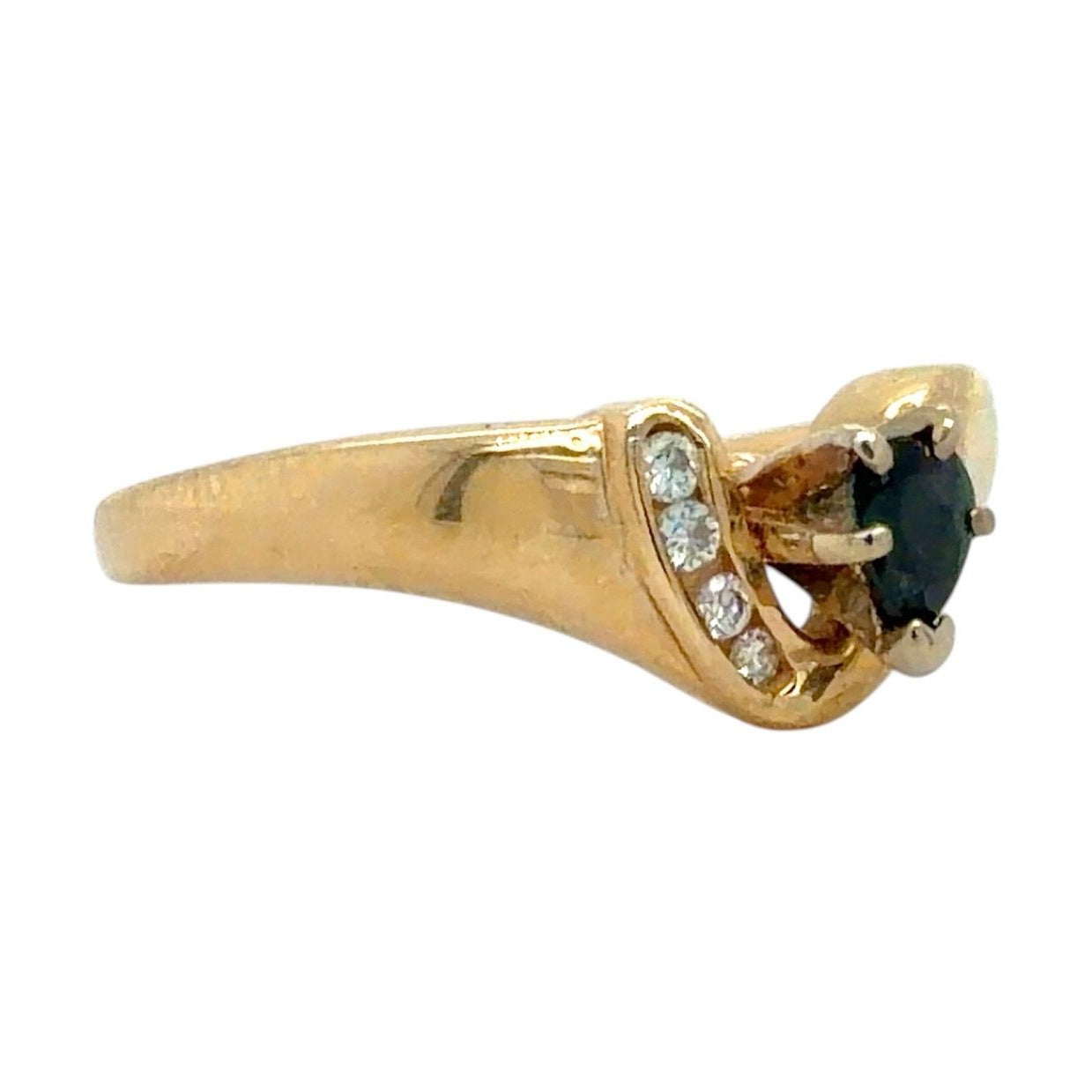Sapphire & Diamond 14k Yellow Gold Ring 2.9g Size 6.75