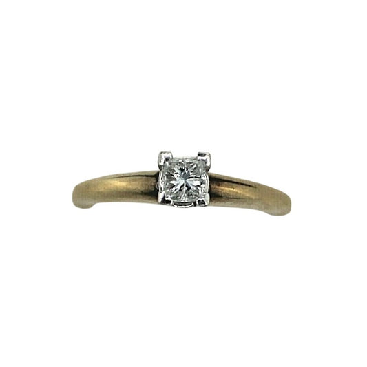 1/4 Ct Diamond Solitaire Ring In 14K Yellow Gold With White Gold Prong Setting Size 5.5