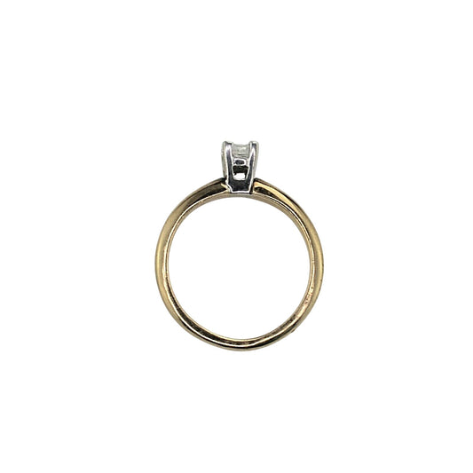 1/4 Ct Diamond Solitaire Ring In 14K Yellow Gold With White Gold Prong Setting Size 5.5