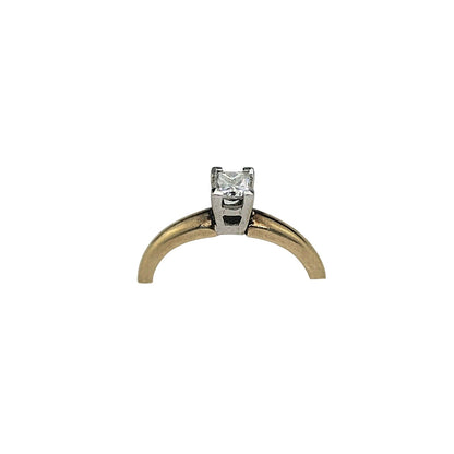 1/4 Ct Diamond Solitaire Ring In 14K Yellow Gold With White Gold Prong Setting Size 5.5