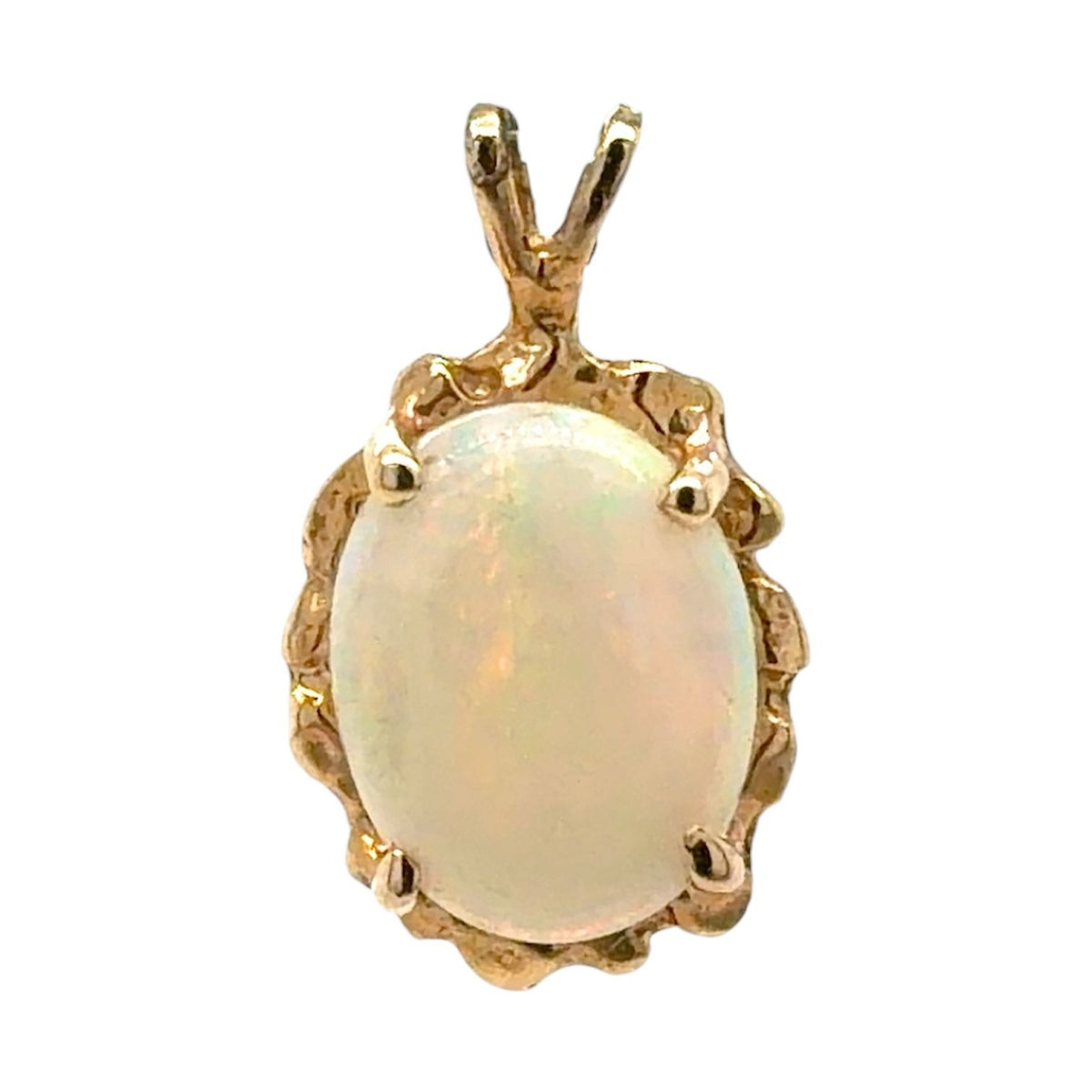 Opal 14k Yellow Gold Oval Pendant 0.9g