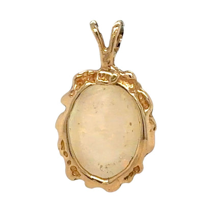 Opal 14k Yellow Gold Oval Pendant 0.9g