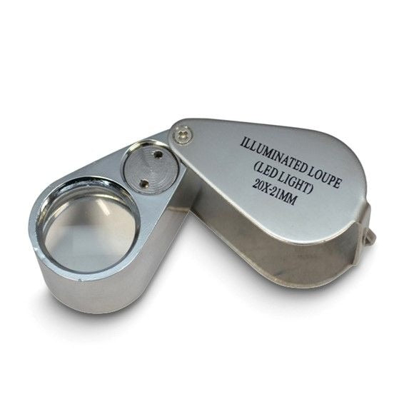 Silver-Tone 20X Magnifier With LED Light 21MM Lens For Jewelry Coins & Watch Repair