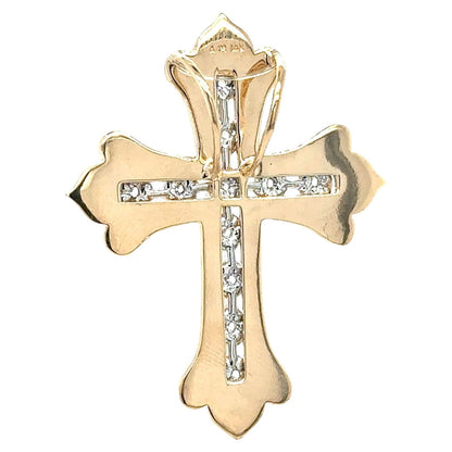 1/2ctw Diamond 14k Yellow Gold Large Cross Pendant 11.3g (SI2-I1, G-I)