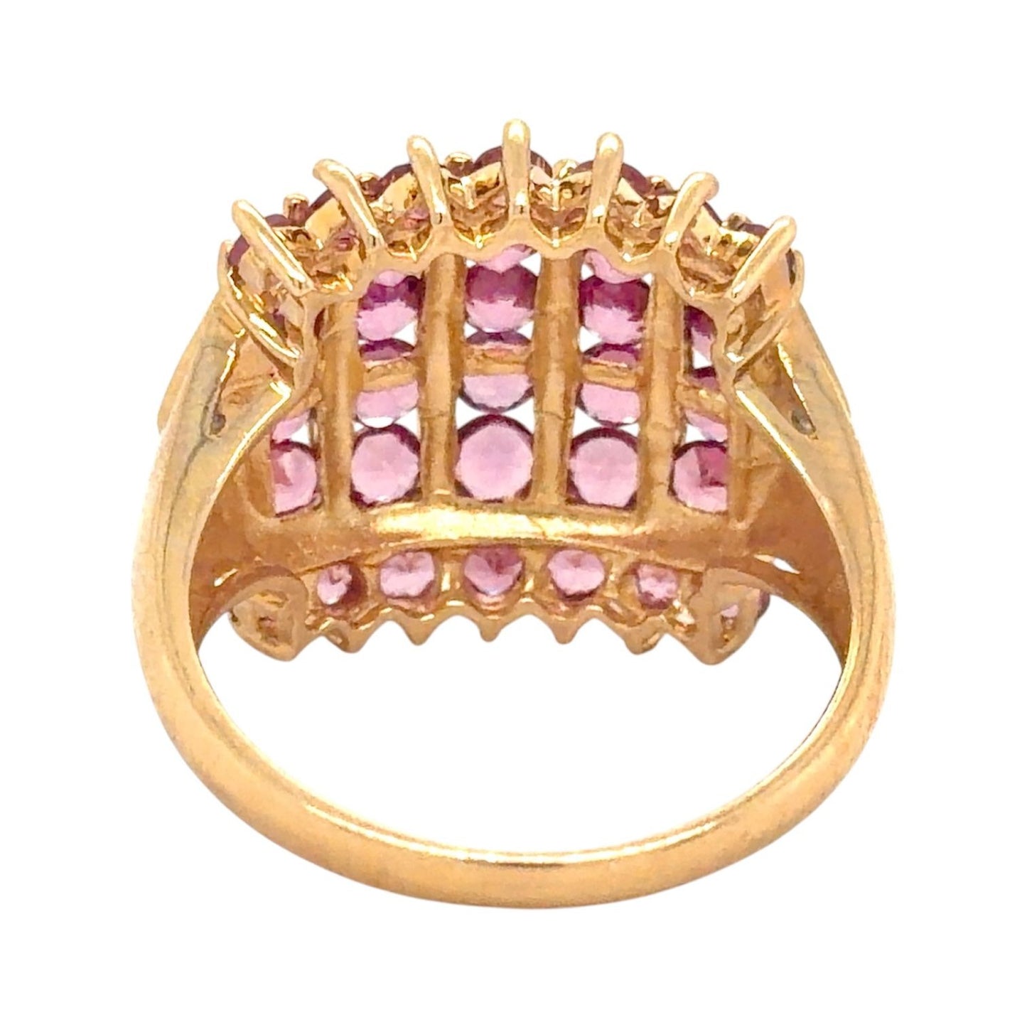 Synthetic Pink Sapphire & Diamonds 10k Yellow Gold Ring 4.9g Size 8