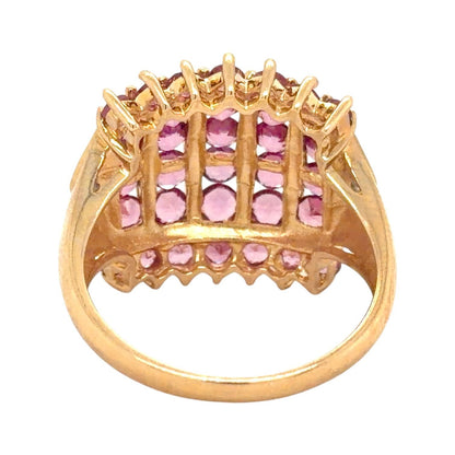 Synthetic Pink Sapphire & Diamonds 10k Yellow Gold Ring 4.9g Size 8