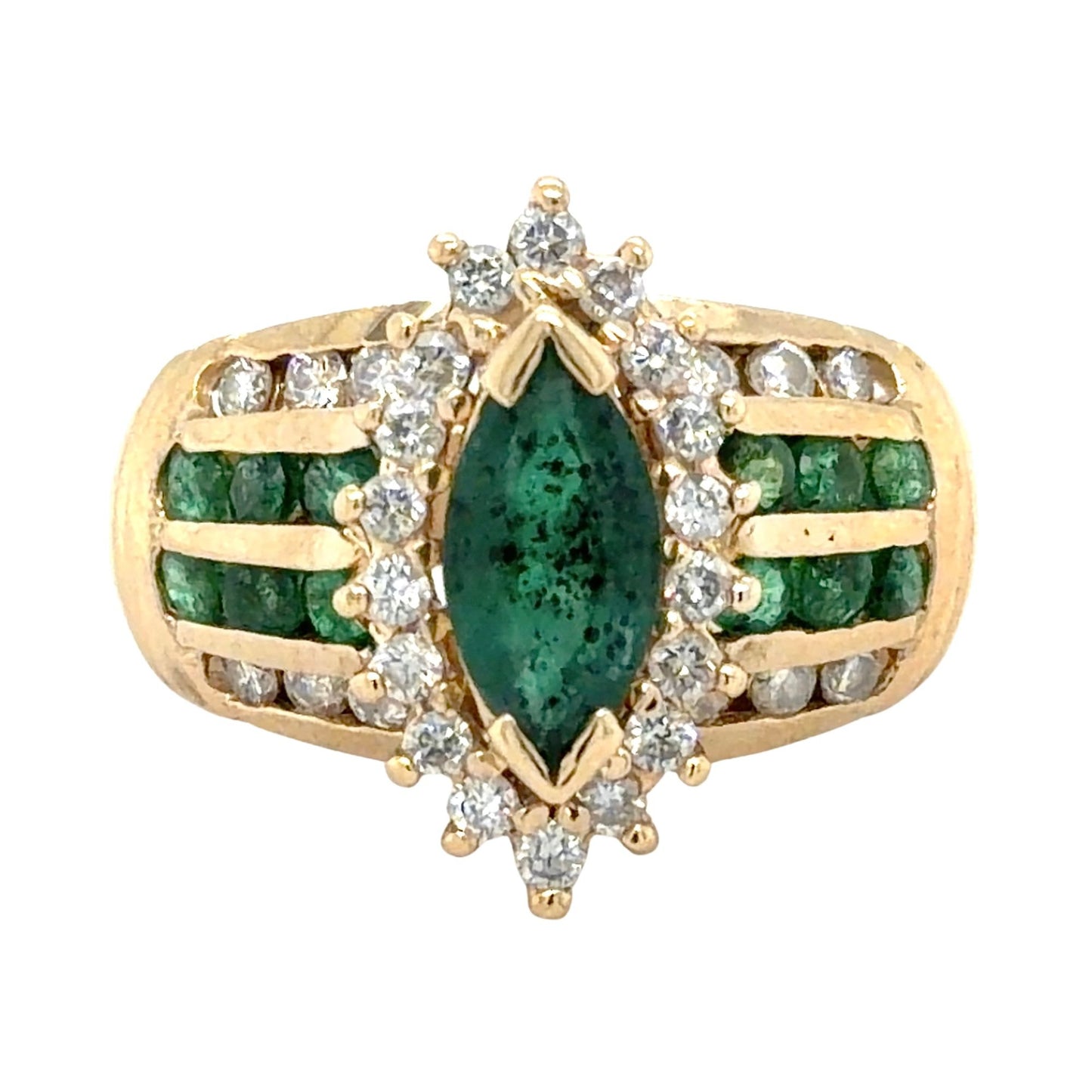 Emerald & 1/3ctw Diamond 14k Yellow Gold Ring 7.5g Size 7