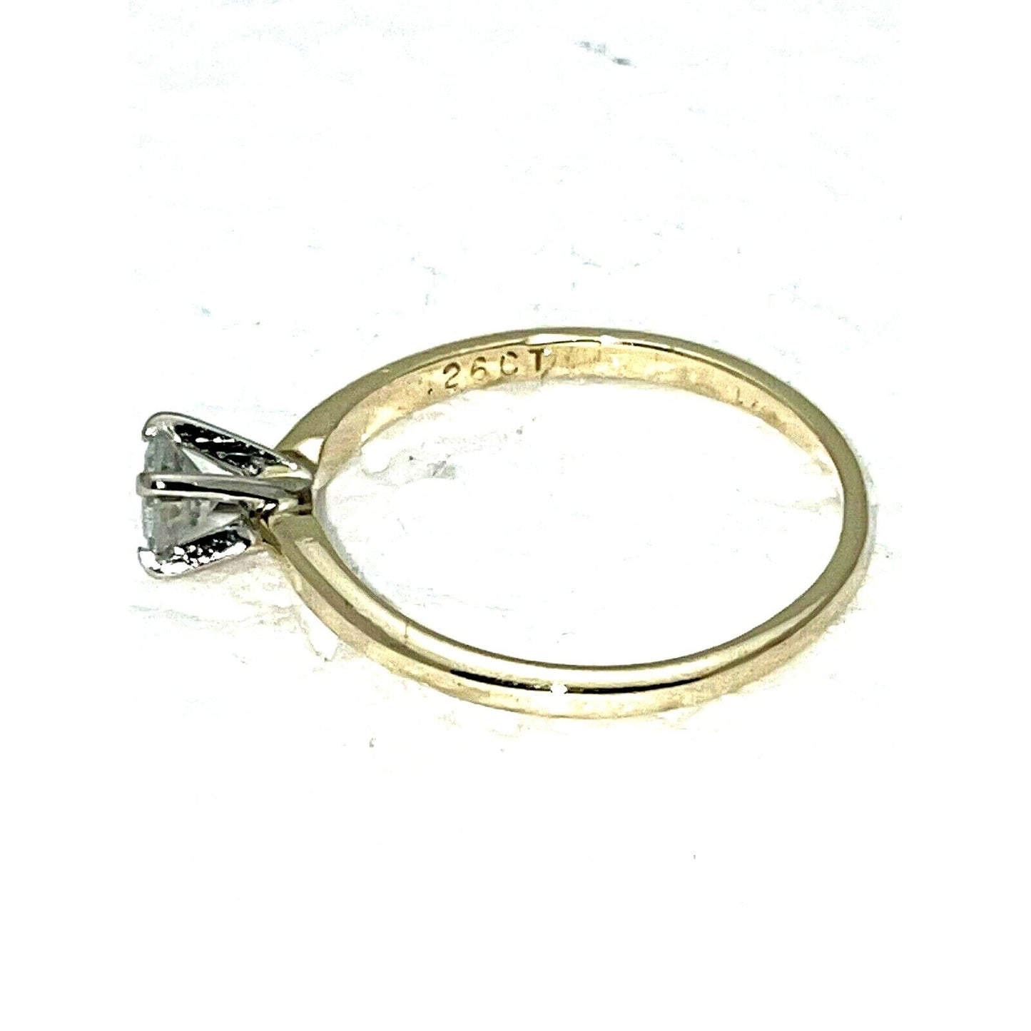 Elegant 1/4ct Diamond Solitaire Engagement Ring 14K Yellow Gold SI2 Clarity Size 6