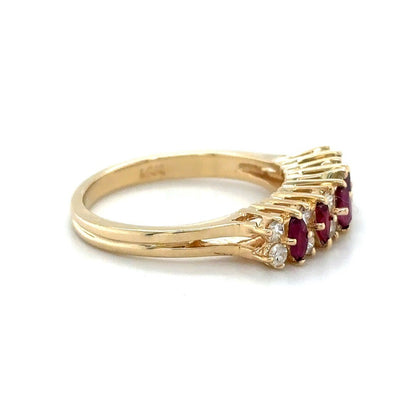 3/4ct Ruby & Diamond 14K Yellow Gold Ring 3.2g Size 6.75