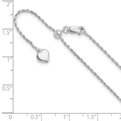 Sterling Silver 925 Adjustable 1.2mm Diamond Cut Rope Chain Necklace 30in