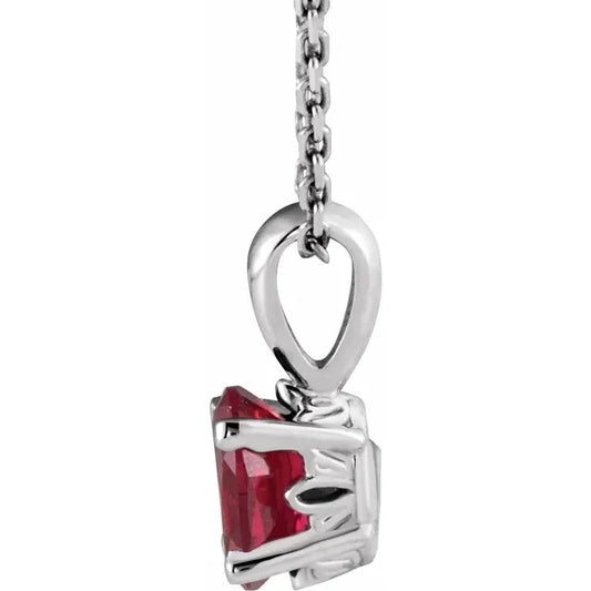 January Birthstone Natural Mozambique Garnet 16-18" Necklace .925 Sterling Silver