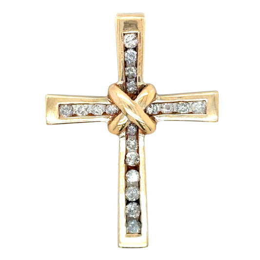 1/2ct Diamond 10k Yellow Gold Cross Pendant 3.1g (I1, H-I)