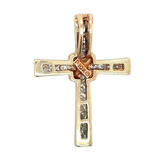 1/2ct Diamond 10k Yellow Gold Cross Pendant 3.1g (I1, H-I)
