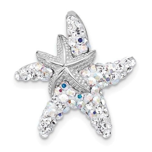 Sterling Silver Starfish Pendant With Crystals