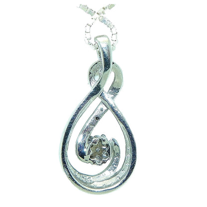 Diamond Accent Pendant & 16" Box Chain Real Solid .925 Sterling Silver 6.7g
