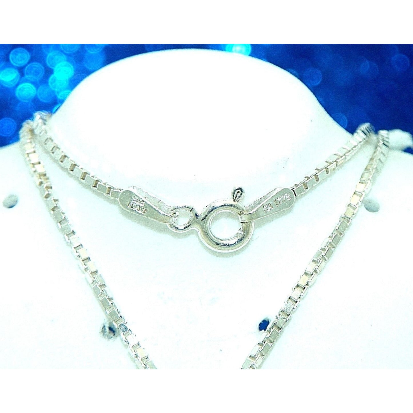 Diamond Accent Pendant & 16" Box Chain Real Solid .925 Sterling Silver 6.7g