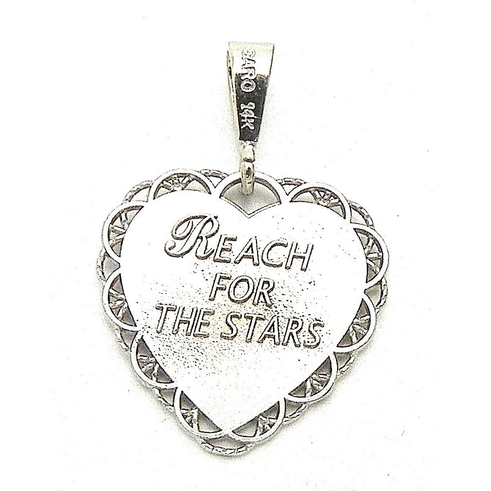 Sweet 16 Heart Pendant REAL SOLID 14k White GOLD 3.0 g