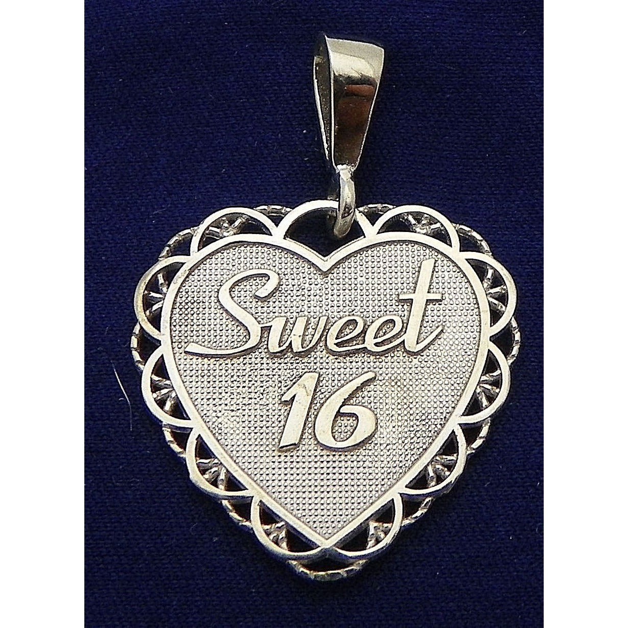 Sweet 16 Heart Pendant REAL SOLID 14k White GOLD 3.0 g