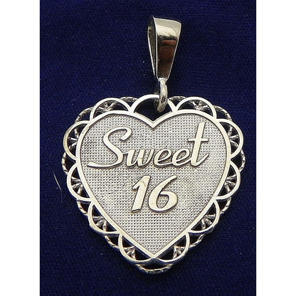 Sweet 16 Heart Pendant REAL SOLID 14k White GOLD 3.0 g