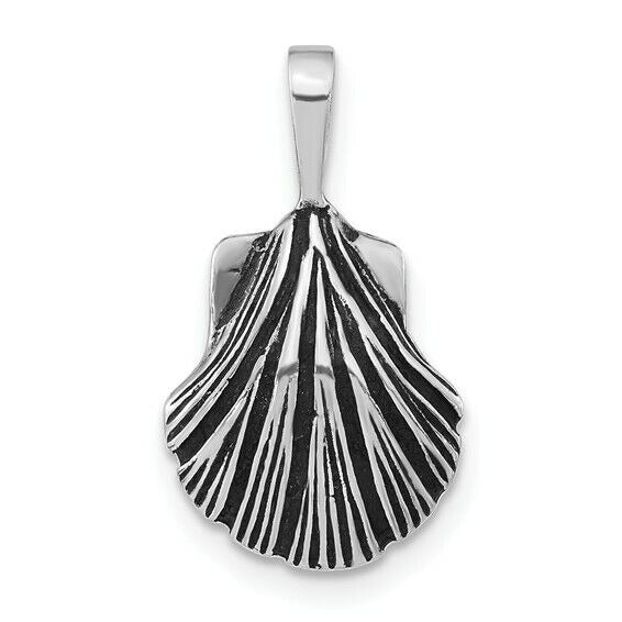 Sterling Silver Antiqued Scallop Shell Pendant