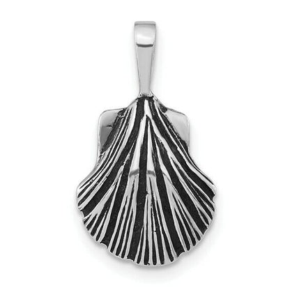 Sterling Silver Antiqued Scallop Shell Pendant