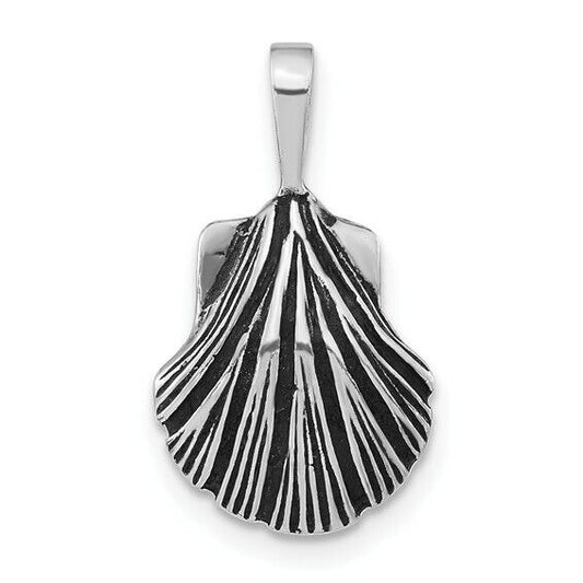 Sterling Silver Antiqued Scallop Shell Pendant