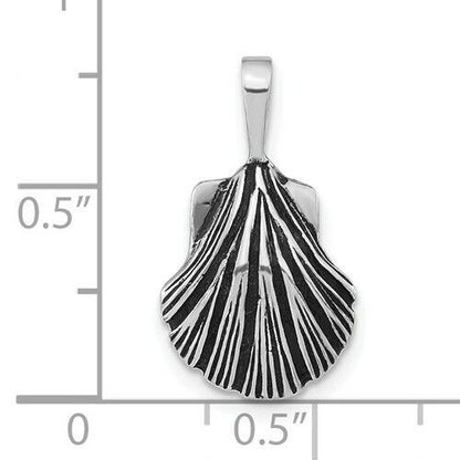 Sterling Silver Antiqued Scallop Shell Pendant