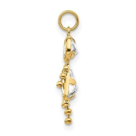 10k Yellow Gold Cubic Zirconia and April Girl Birthstone Charm Pendant