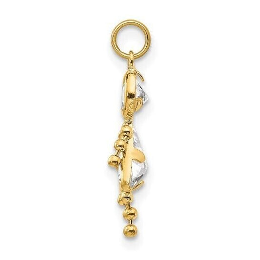 10k Yellow Gold Cubic Zirconia and April Girl Birthstone Charm Pendant