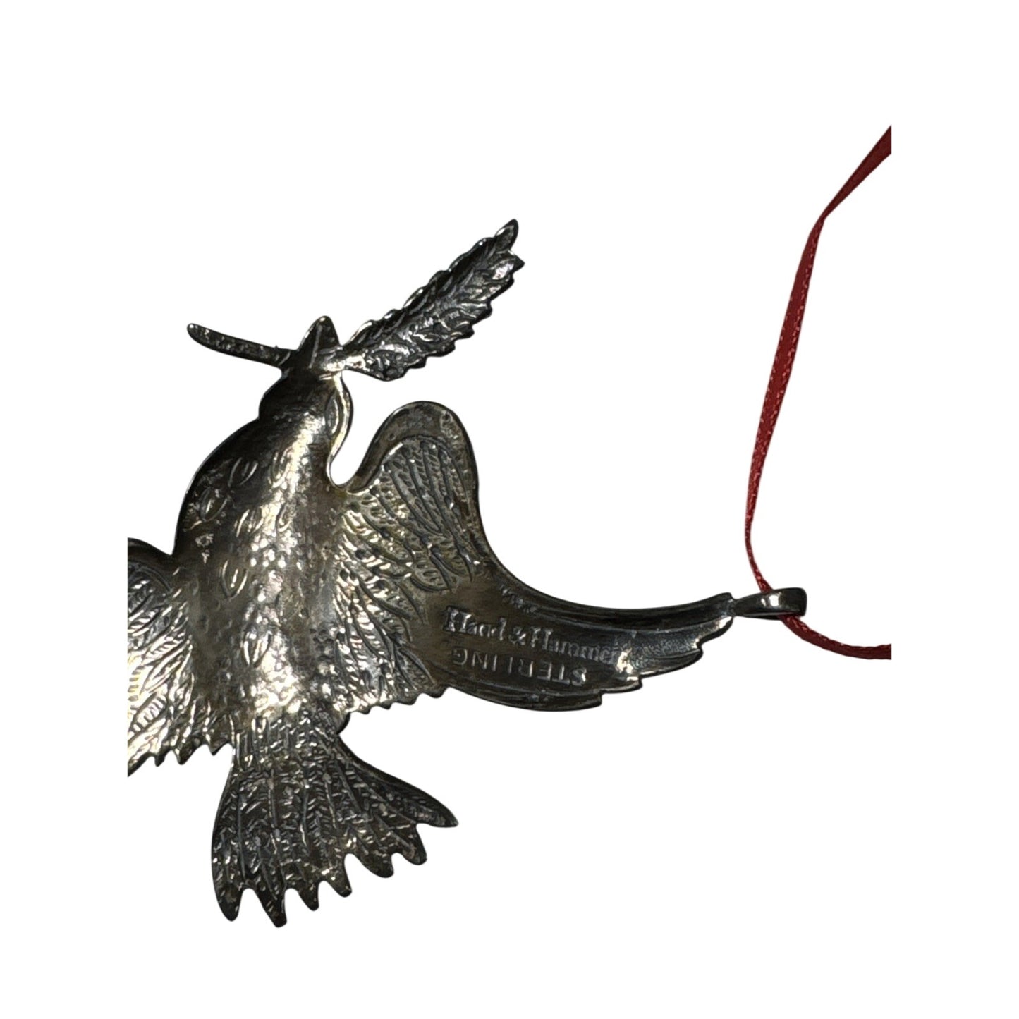 Hand & Hammer Sterling Silver Winged Dove Christmas Ornament With Box