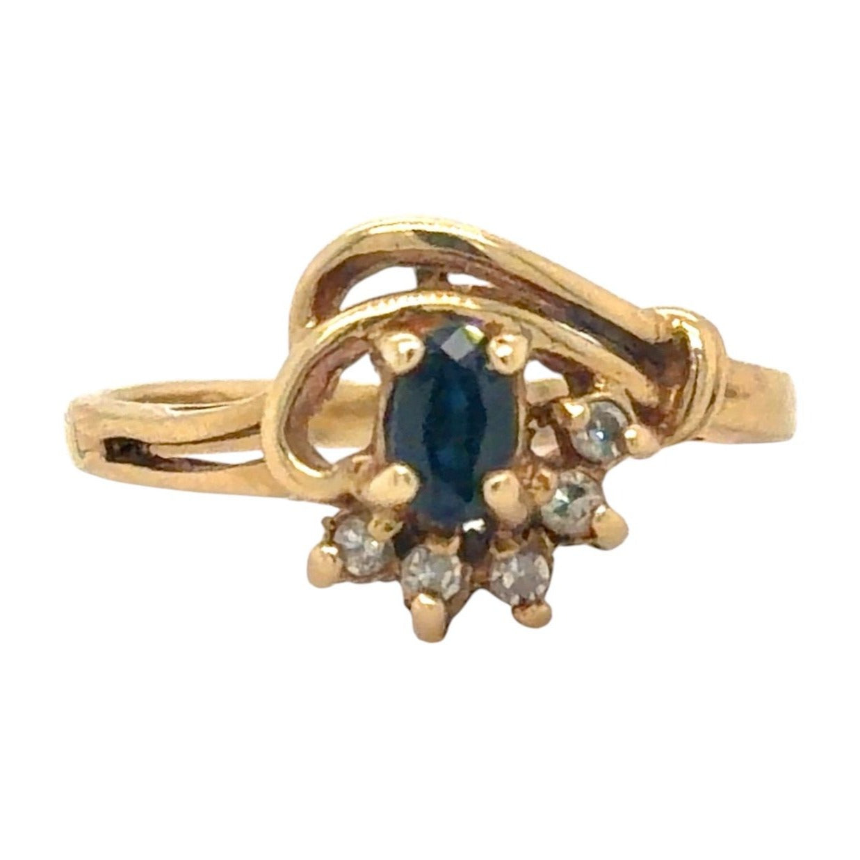 Sapphire & Diamond 14K Yellow Gold Ring 3.0g Size 6.25