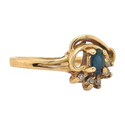 Sapphire & Diamond 14K Yellow Gold Ring 3.0g Size 6.25