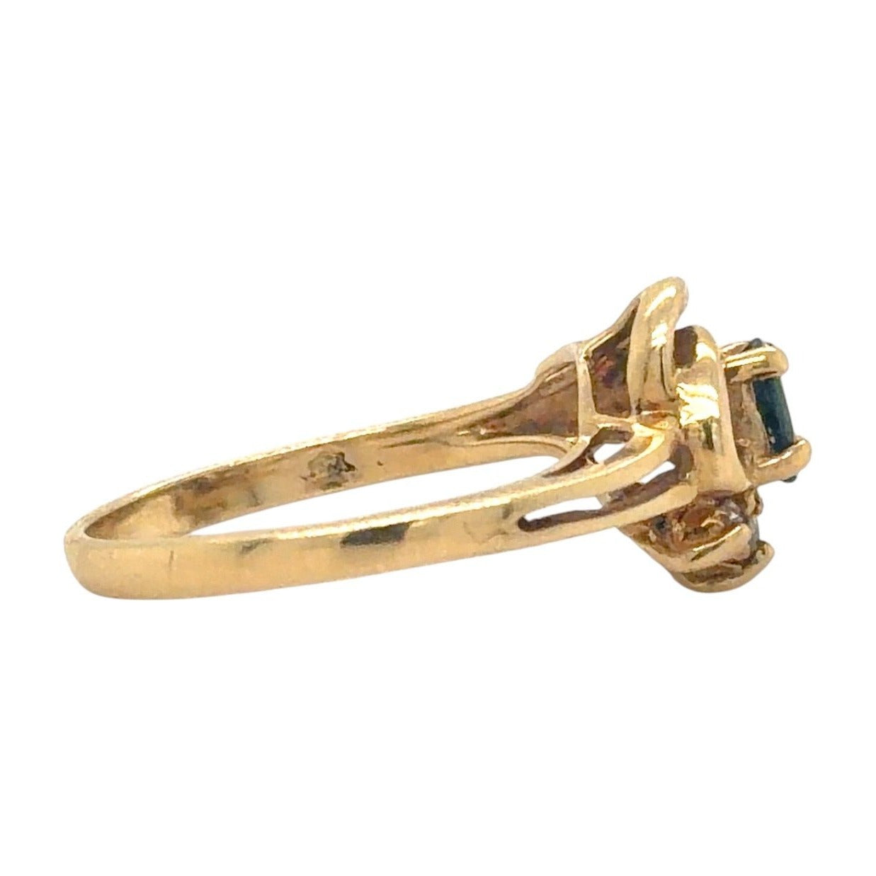 Sapphire & Diamond 14K Yellow Gold Ring 3.0g Size 6.25