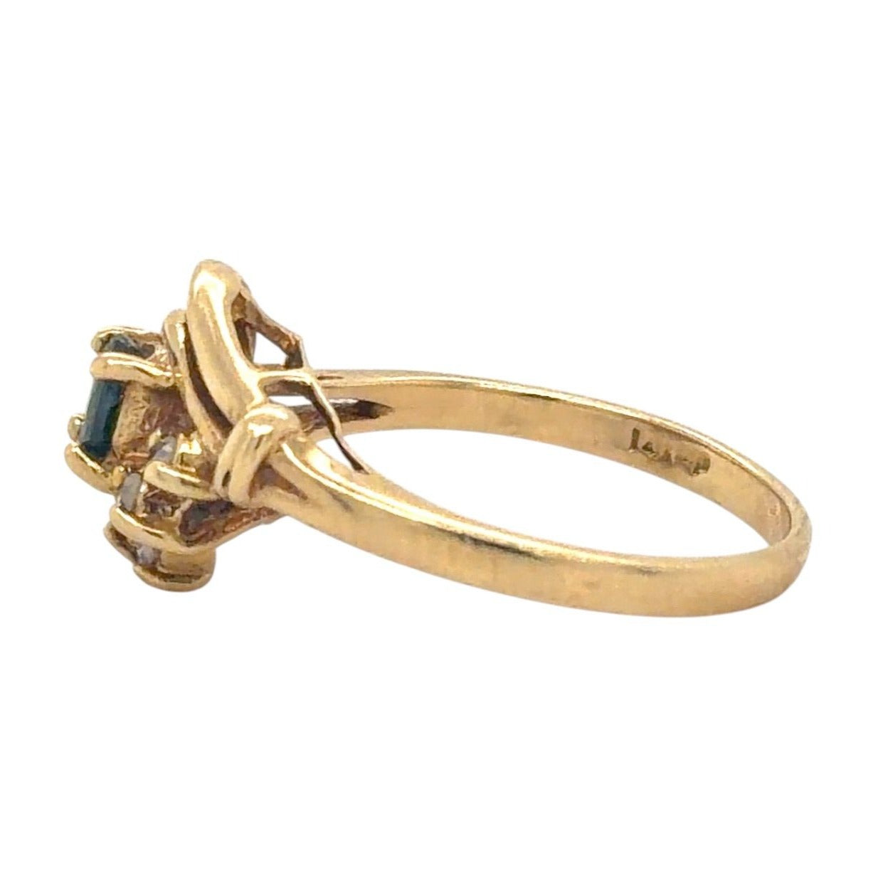 Sapphire & Diamond 14K Yellow Gold Ring 3.0g Size 6.25