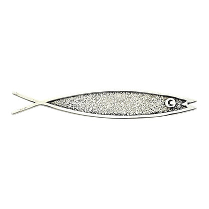 Vintage Beau Sterling Silver Fish Pin Brooch Textured Finish 4.2g Oval Design