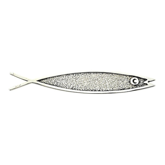 Vintage Beau Sterling Silver Fish Pin Brooch Textured Finish 4.2g Oval Design