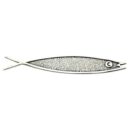 Vintage Beau Sterling Silver Fish Pin Brooch Textured Finish 4.2g Oval Design