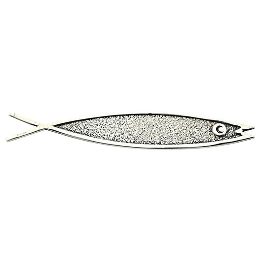 Vintage Beau Sterling Silver Fish Pin Brooch Textured Finish 4.2g Oval Design
