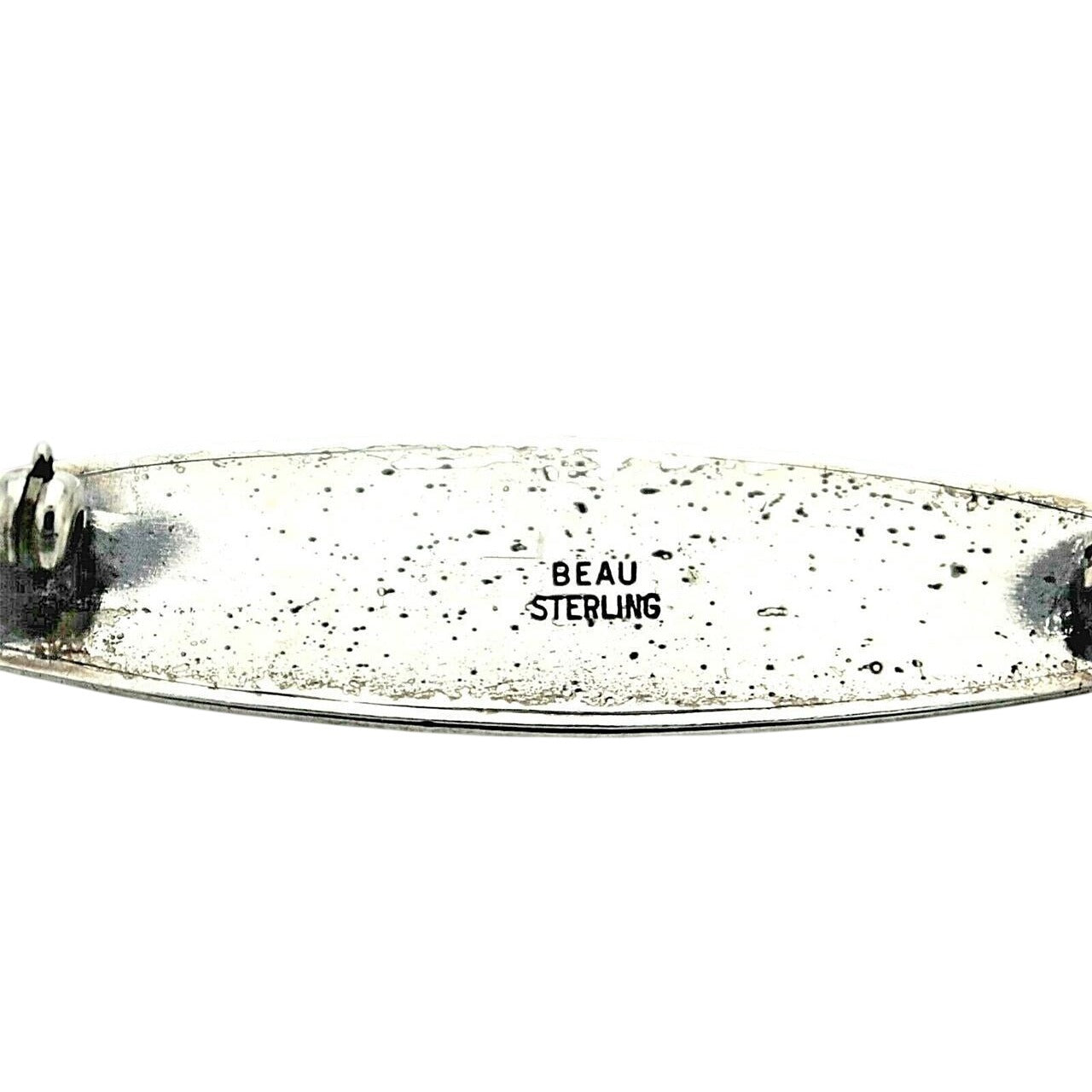 Vintage Beau Sterling Silver Fish Pin Brooch Textured Finish 4.2g Oval Design