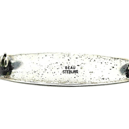 Vintage Beau Sterling Silver Fish Pin Brooch Textured Finish 4.2g Oval Design