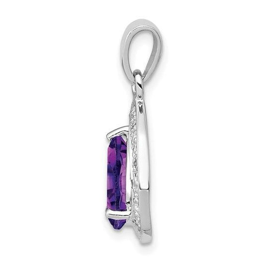 Sterling Silver Amethyst  & Diamond Pendant