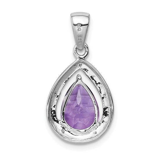 Sterling Silver Amethyst  & Diamond Pendant