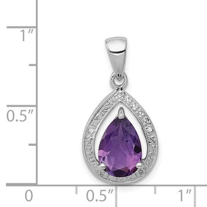 Sterling Silver Amethyst  & Diamond Pendant