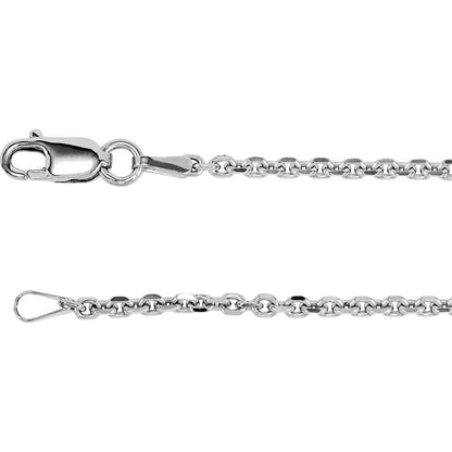 Rhodium-Plated Sterling Silver 1.75 mm Diamond-Cut Cable 20" Chain