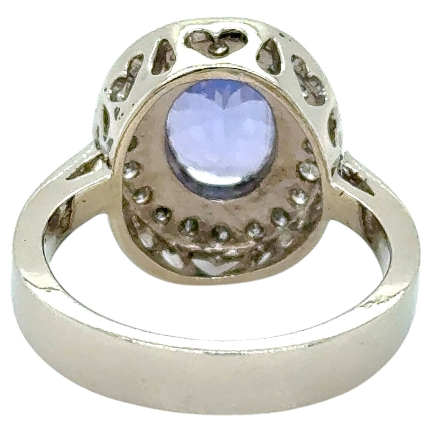 3ctw Tanzanite Solitaire with Diamond Accents 14k White Gold Ring 6.1g Size 6.5