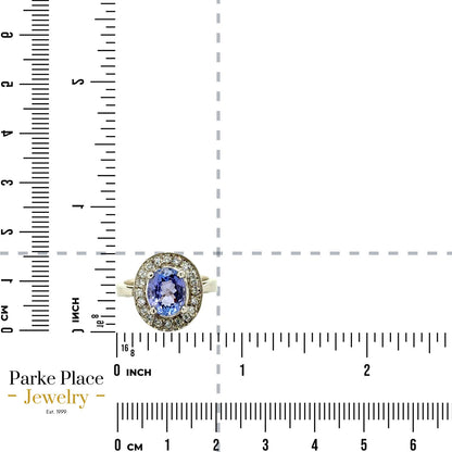 3ctw Tanzanite Solitaire with Diamond Accents 14k White Gold Ring 6.1g Size 6.5