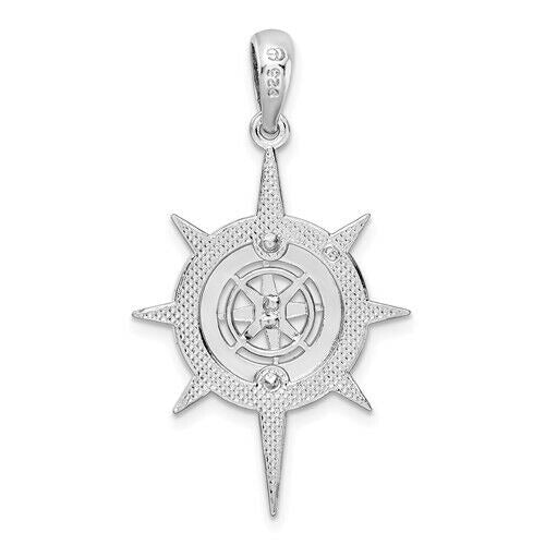 Sterling Silver Polished Star Frame Compass Pendant