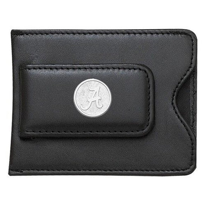 UNIVERSITY OF ALABAMA  BB SCRIPT "A" ROUND 3/4" BLACK LEATHER MC/CC HOLDER